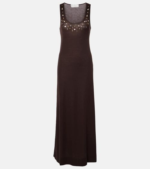 Embellished wool-blend maxi dress
