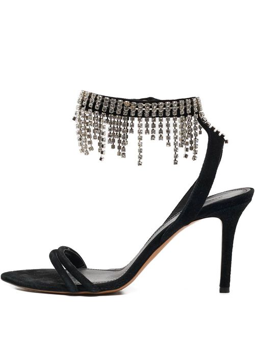 110mm crystal-embellished heeled sandals - Black