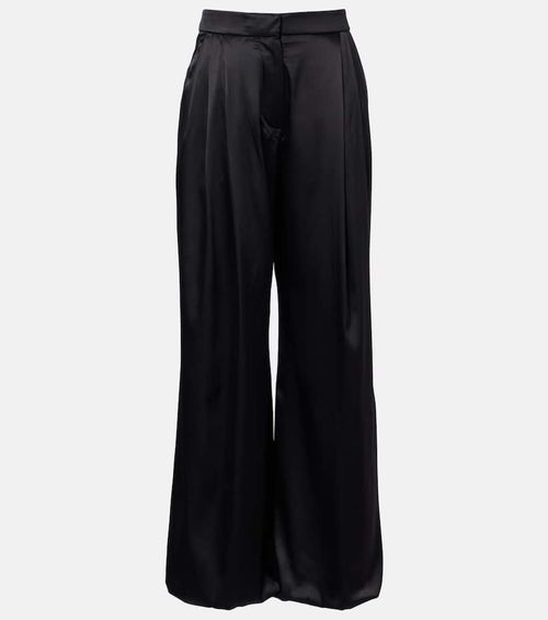 Silk-blend satin wide-leg pants
