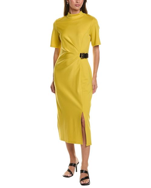 High Neck Belt Buckle Detail Dress