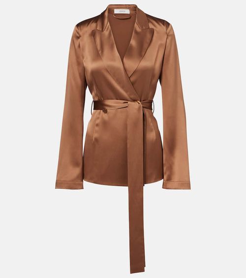Archer double-breasted silk satin blazer
