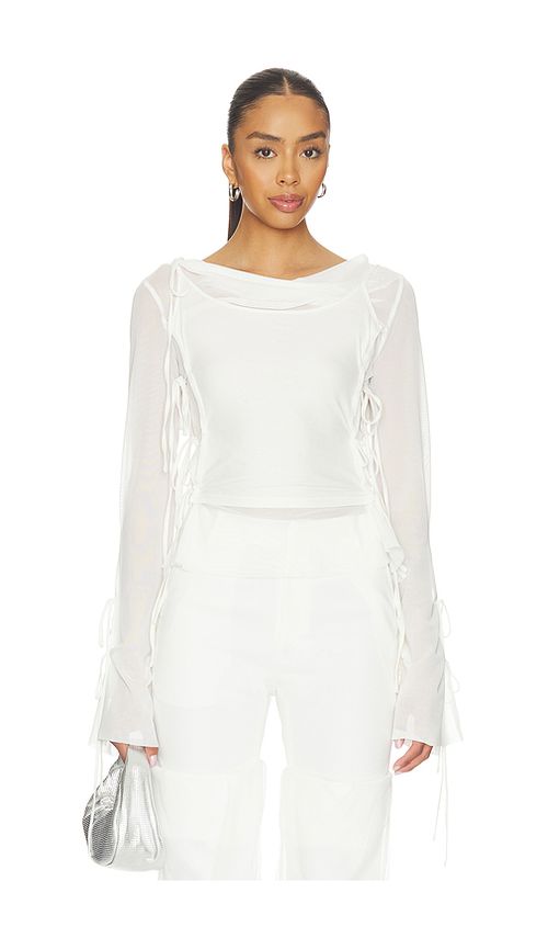 MARRKNULL Patchwork Chiffon Top in White. S. Also in XS