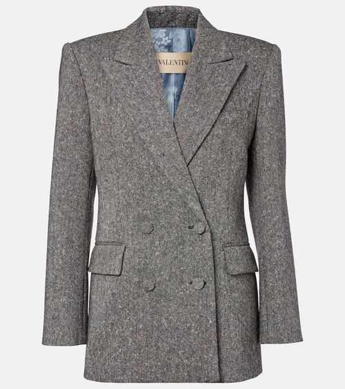 Double-breasted wool-blend blazer
