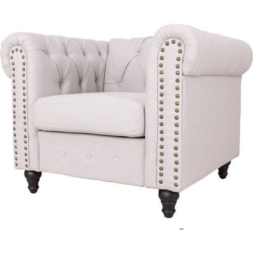 Retro Tub Chair, Upholstered Single Chair with Nail Decor