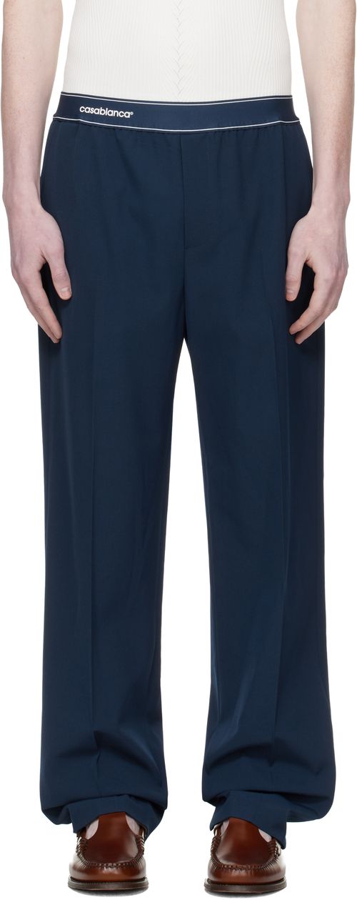 Navy Wool Sports Trousers