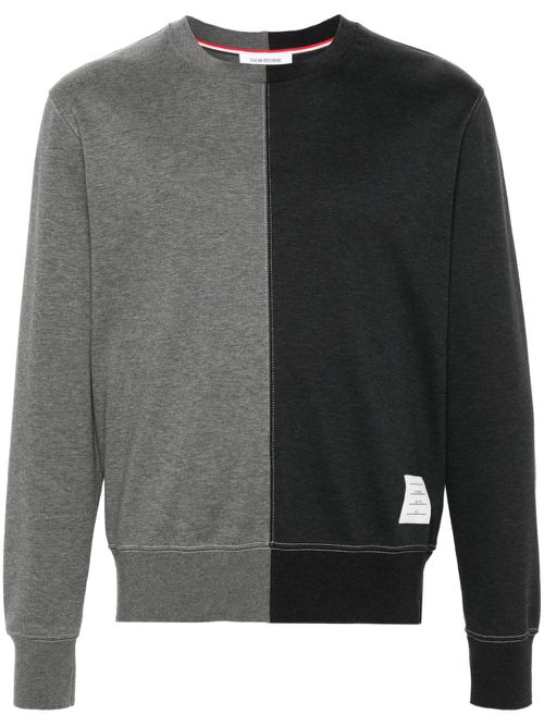 Colour-block cotton jumper - Grey