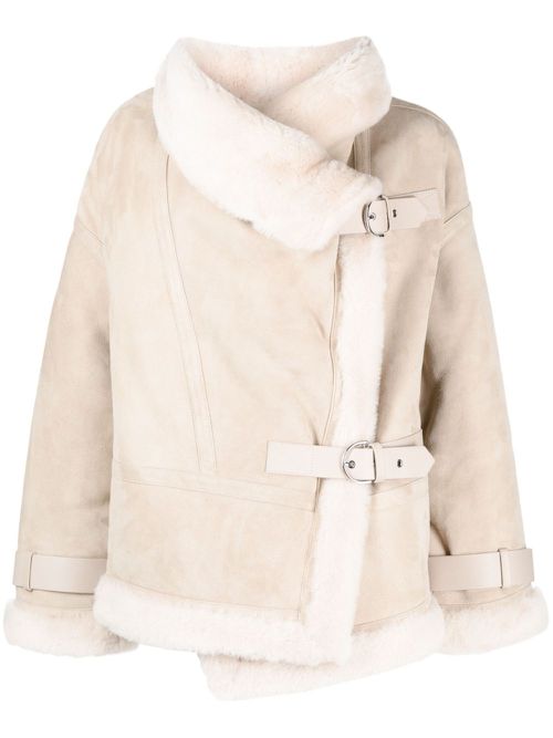 Darling shearling-trim suede jacket - Neutrals