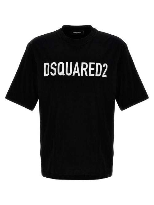 -Logo Print T Shirt Bianco/Nero-Uomo