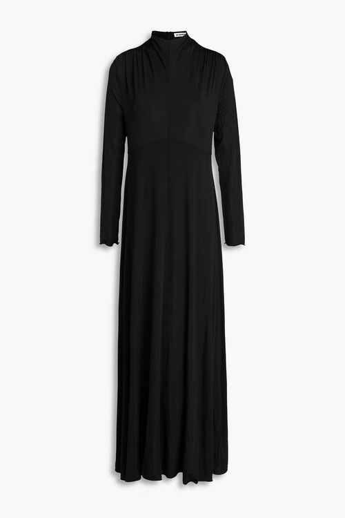 Gathered stretch-jersey midi dress - Black - FR 36