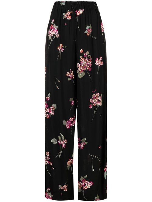 Floral-print palazzo trousers - Black