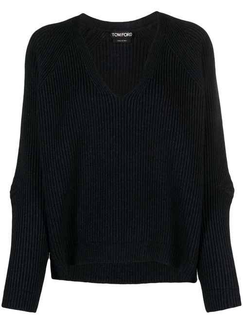 V-neck ribbed jumper - Black