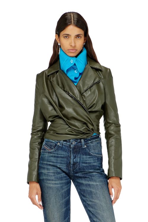Draped wrap-effect jacket - Jackets - Woman - Green