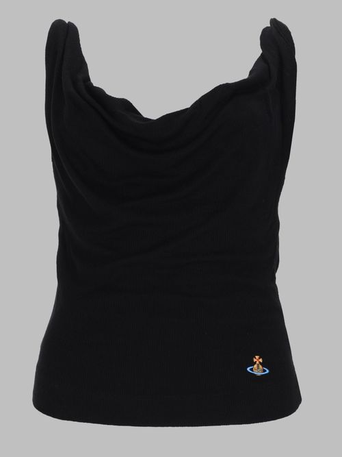 Women's Ribbed Draped Cowl Neck Tank Top