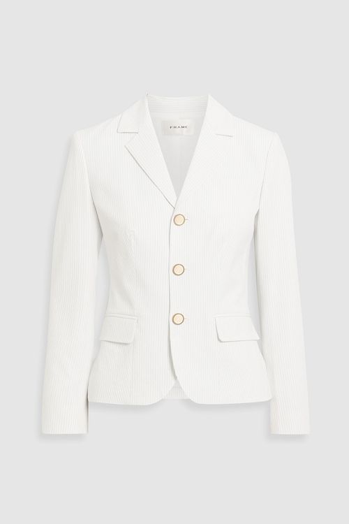Striped seersucker blazer - White - US 0