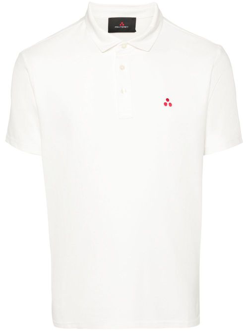Embroidered-logo polo shirt - White
