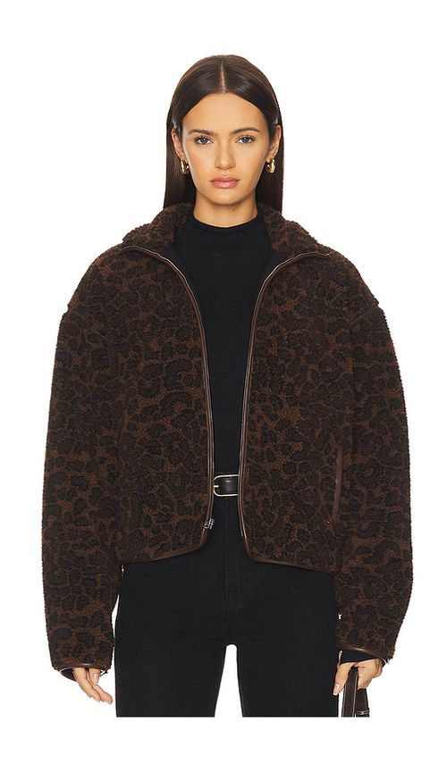 Rag & Bone Sun Sherpa Zip Up Jacket in Leopard. XS also in S