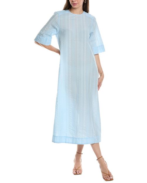 Seersucker Check Maxi Dress