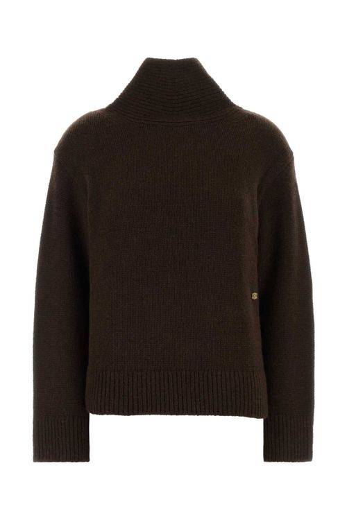 Wool and Yak Turtleneck Sweater — Brown