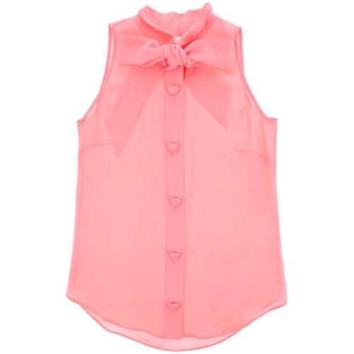 Pussbow-collar silk shirt - Blue