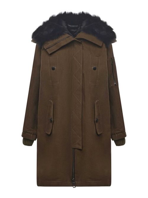 Long Down Jacket With Fur Trim