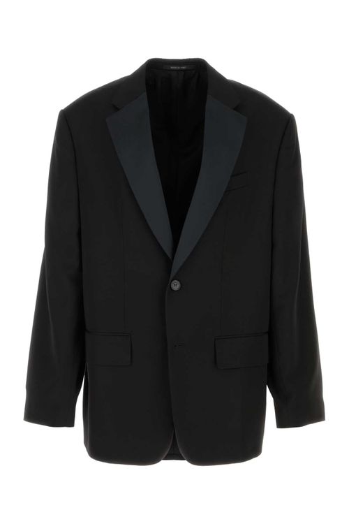 Wool Single-Breasted Blazer — Black