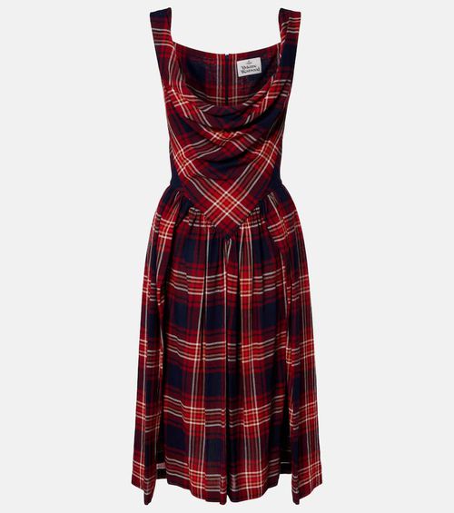 Sunday tartan draped bustier dress