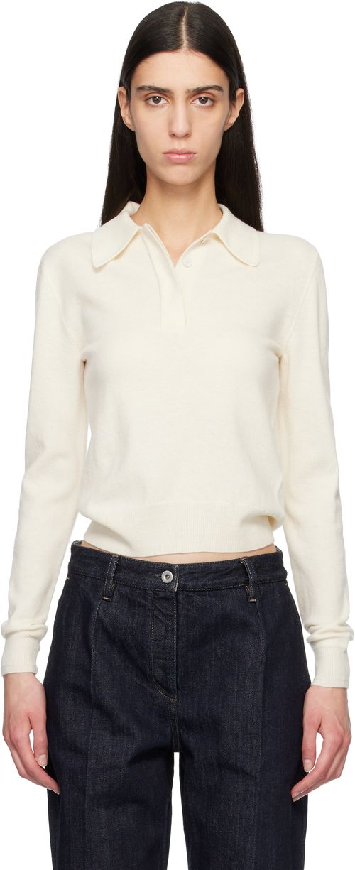 Off-White Wool Long Sleeve Polo