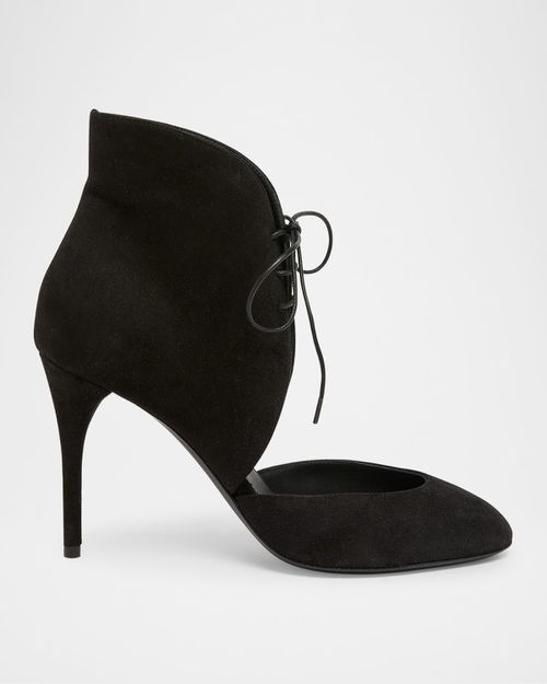 Suede Lace-Up Stiletto Pumps