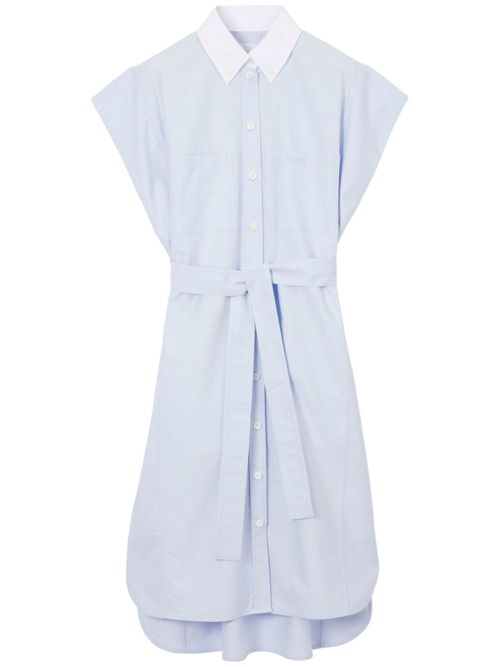 Belted cotton shirt dress - Blue