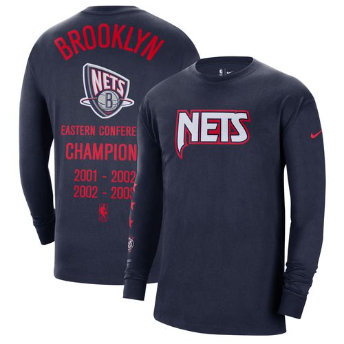 Men's Navy Brooklyn Nets 2021/22 City Edition Courtside Heavyweight Moments Long Sleeve T-Shirt