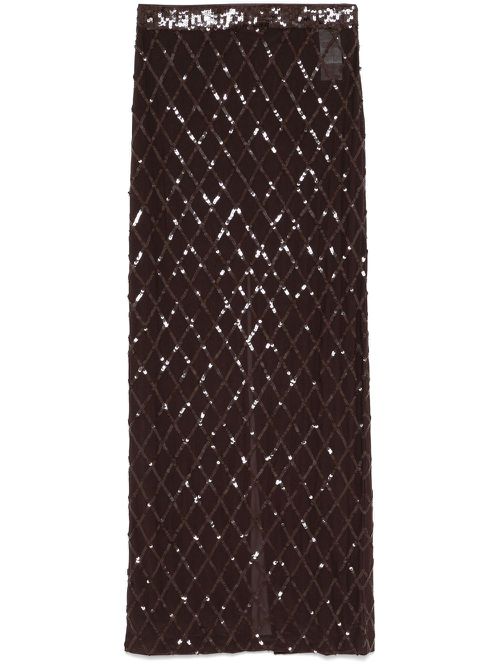 Sequinned maxi skirt - Brown
