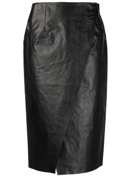 Strap-detail wrap midi skirt - Black