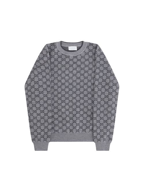 GG Motif Wool Sweater — Gray