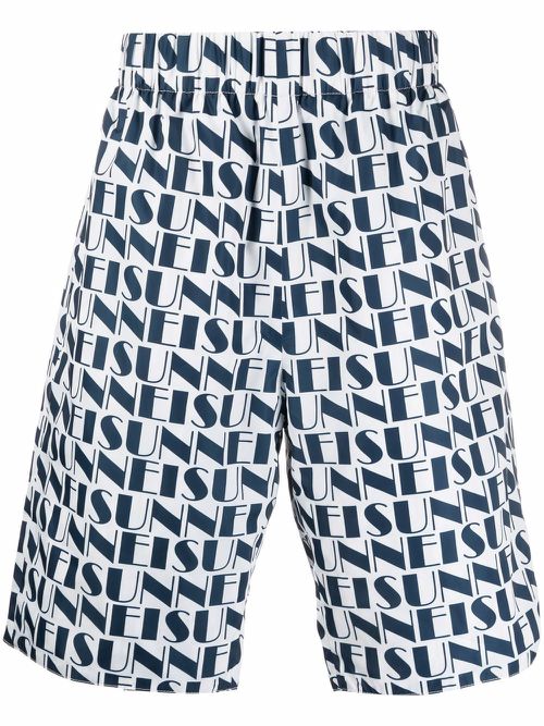 Logo-print reversible shorts - White
