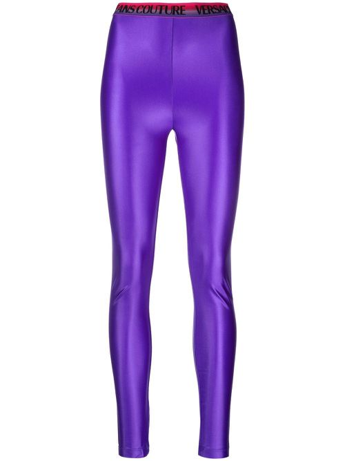 Logo-waistband leggings - Purple
