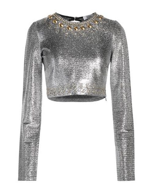 Rabanne Woman Top Silver Size 6 Viscose, Polyester, Elastane
