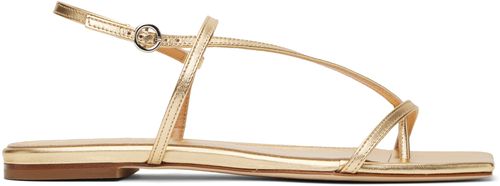 Aeyde Gold Ella Leather Toe-Post Sandals