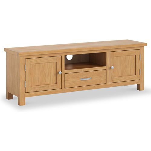 London Oak 140cm Large TV Unit Stand, For Screens up " | Roseland