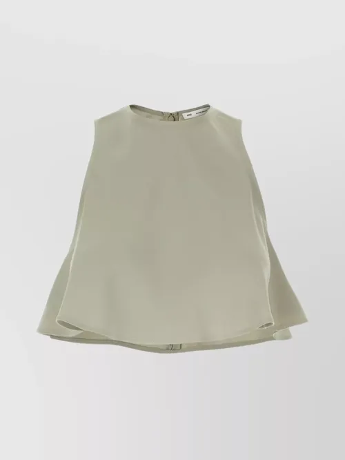 Ami Paris - acetate blend crew-neck flared top