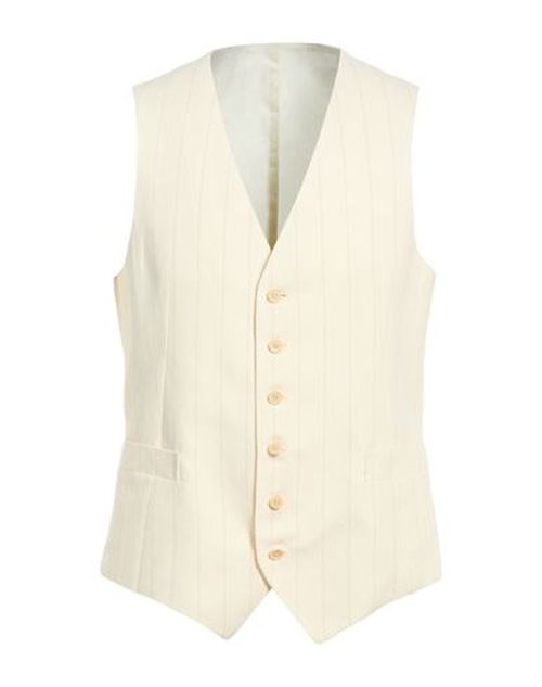Gaiola Napoli Man Tailored Vest Ivory Size 38 Cotton, Linen