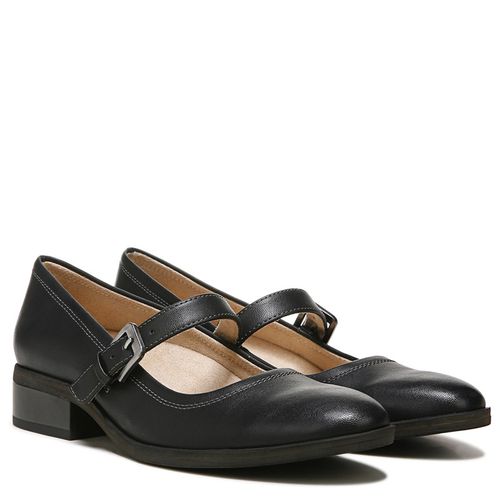 Women's Ramona Mary Jane Flat Shoes (Black Faux Leather)