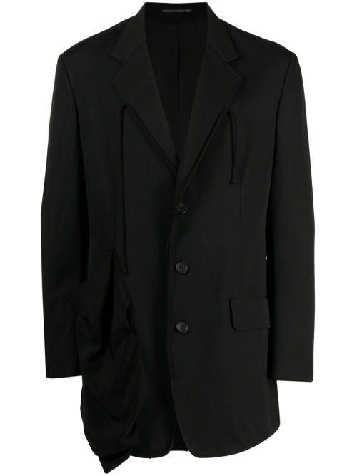 Notched-lapels wool blazer - Black