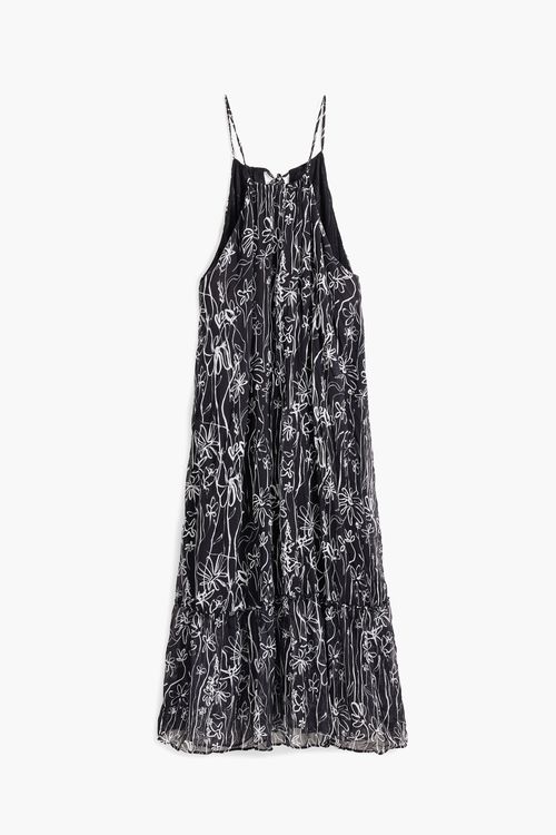 Halter dress with floral illustration