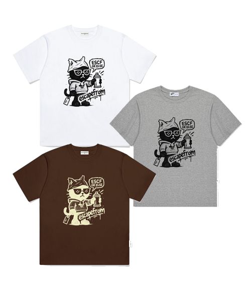 Spray Cat Print Oversized Short Sleeve T-Shirt