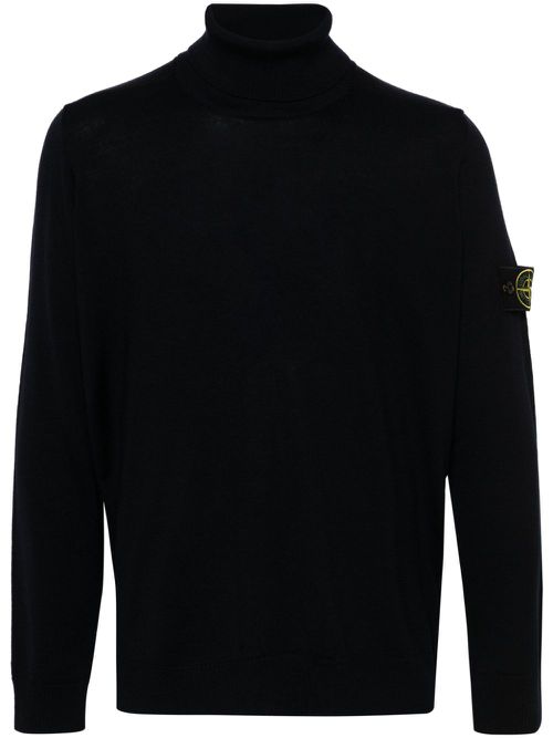 Roll-neck wool jumper - Blue