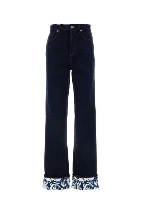 Logo-patch Straight-leg Turn-up Hem Jeans