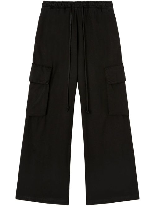 Wide-leg cotton cargo trousers - Black