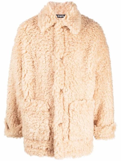 Faux-shearling single-breasted short coat