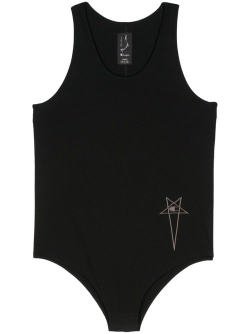 Logo-embroidered bodysuit - Black
