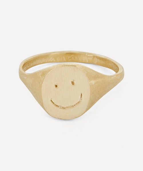 9ct Gold Happy Face Signet Ring 4